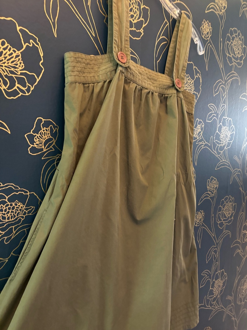 ODILLE for Anthropologie COTTON A LINE  dress OLIVE khaki SLEEVELESS size 10 - Picture 3 of 7